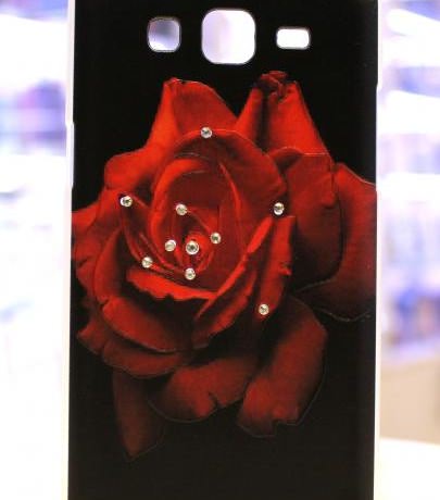 Чехол для Samsung Galaxy Grand 2 (G7102) пластик Fashion черный с розой фото