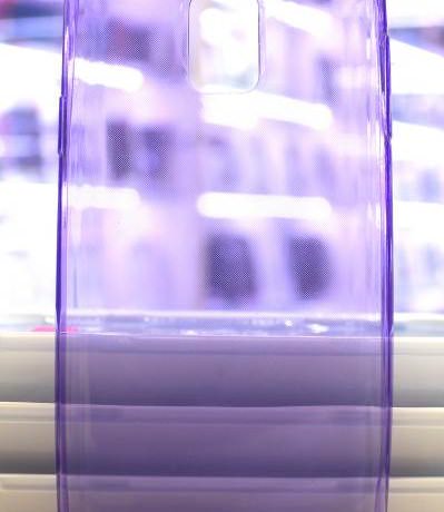 Чехол для Samsung N9000 Galaxy Note 3 силиконовый SMART глянцевый прозрачно-фиолетовый 0.5мм фото