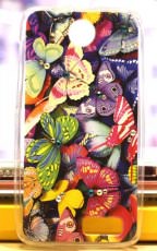 Чехол-накладка для Lenovo A526 силиконовый Creative Case со стразами цветные бабочки