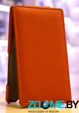 Чехол-блокнот для Philips Xenium V387 UpCase оранжевый