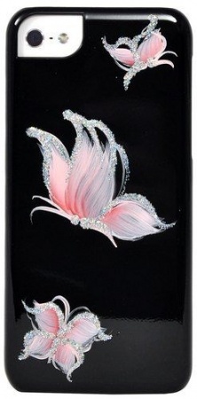 Чехол для iPhone 5C iCover Hand Printing Pure Butterfly Black Pink (IPM-HP/BK-PB/P) фото