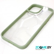 Чехол для iPhone 13 Pro силиконовый прозрачный с зеленым корпусом Ipaky Crystal Bumper Case 