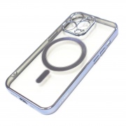 Чехол для Iphone 13 Pro голубой-прозрачный J-Case с защитой камеры