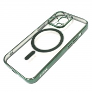 Чехол для Iphone 13 Pro Max зеленый-прозрачный J-Case с защитой камеры