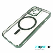 Чехол для Iphone 13 Pro Max зеленый-прозрачный J-Case с защитой камеры