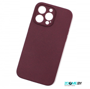 Чехол для iPhone 14 Pro с защитой камеры Silicone case бордовый