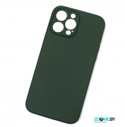 Чехол для iPhone 13 Pro Max с защитой камеры Silicone case темно-зеленый