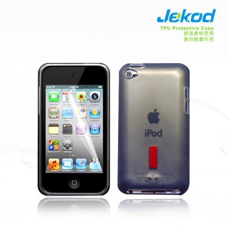 Чехол для iPod Touch (4th generation) гелевый Jekod чёрный (пленка в комплекте) фото