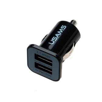 Автомобильное зарядное устройство c USB входом Usams 1000 mA/2100 mA чёрное фото