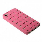 Чехол для iPhone 4/4S пластик Mobile Case с плетением розовый