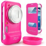 Чехол для Samsung Galaxy S IV zoom книга iMak розовый с окнами