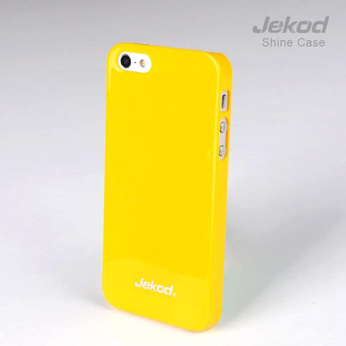 Чехол для Iphone 5 пластик Jekod жёлтый (пленка в комплекте)