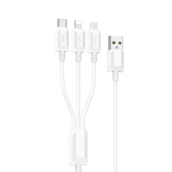 Кабель Hoco 3-в-1 Micro-USB - Type-C - Lightning X74 1м (зарядный провод), белый