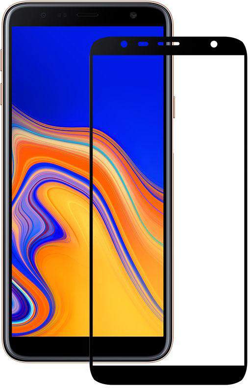 Защитное стекло для Samsung Galaxy J6+ Glass Pro черное (клеится по всей поверхности)