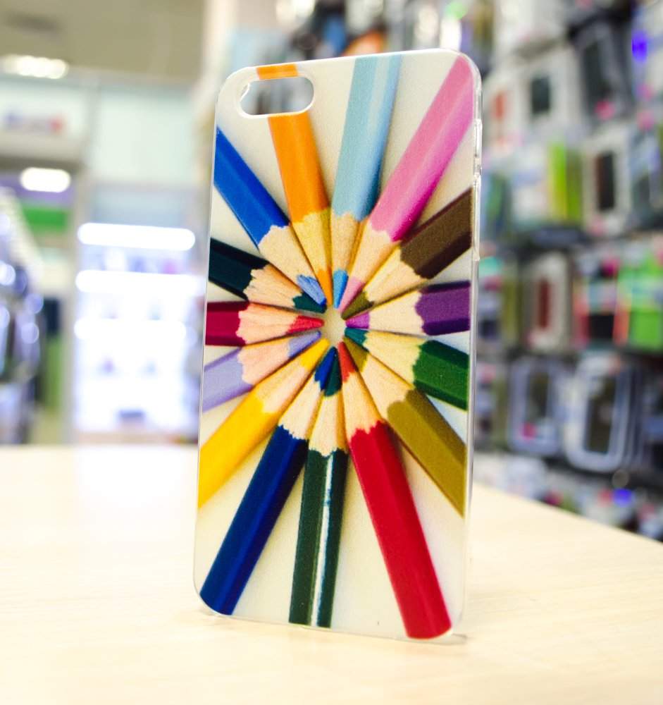 Чехол для iPhone 5/5s пластик Lux Case карандаши (пленка в комплекте)