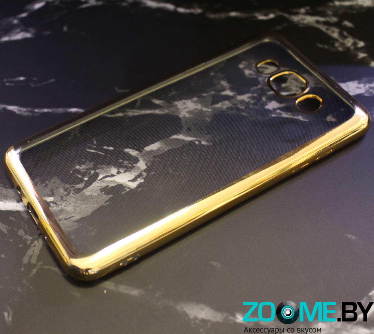Чехол для Samsung Galaxy J7 (2016) силиконовый Hallsen прозрачный с золотыми краями