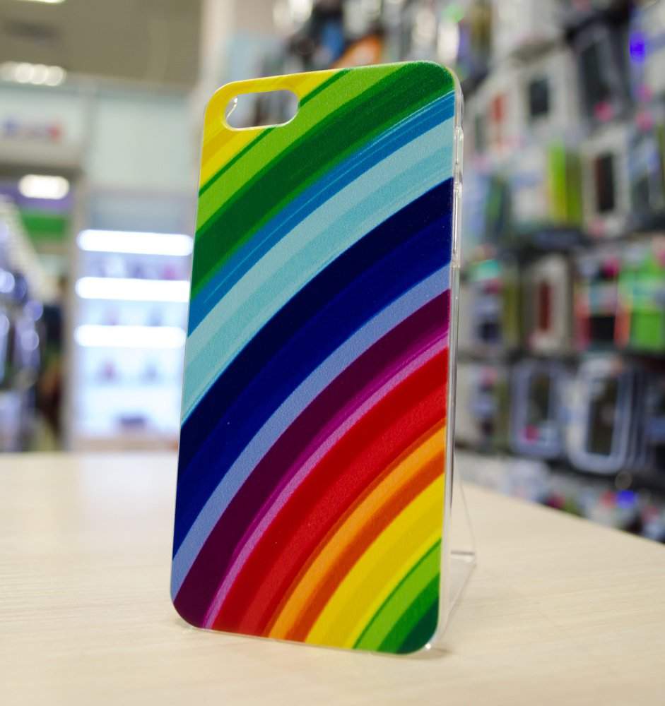 Чехол для iPhone 5/5s пластик Lux Case радуга (пленка в комплекте)