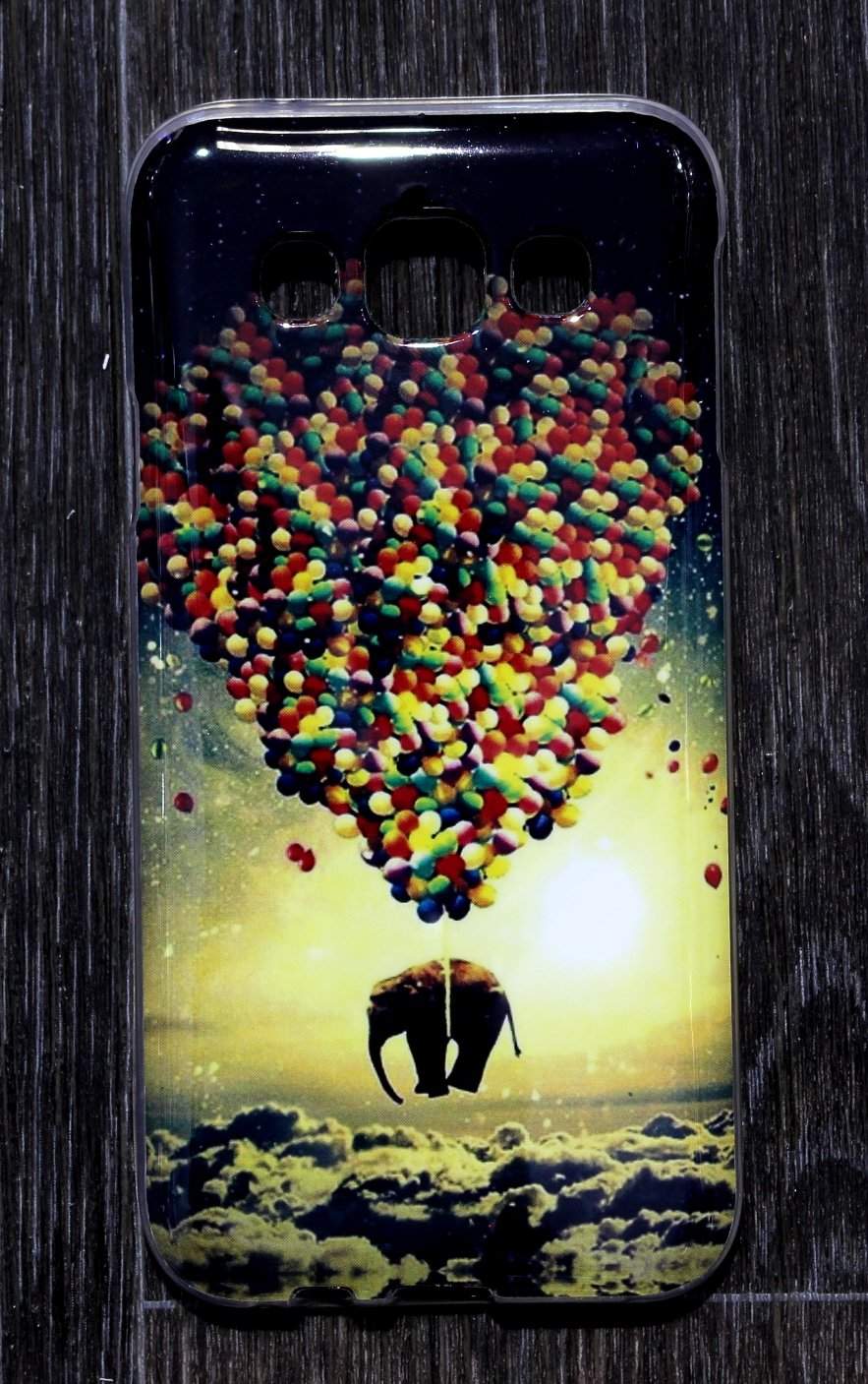 Чехол для Samsung Galaxy E5 (E500H) силиконовый Holster слон на воздушных шарах