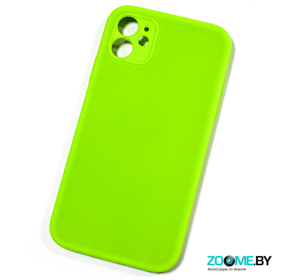 Чехол для iPhone 11 Silicone case (квадратные грани) салатовый