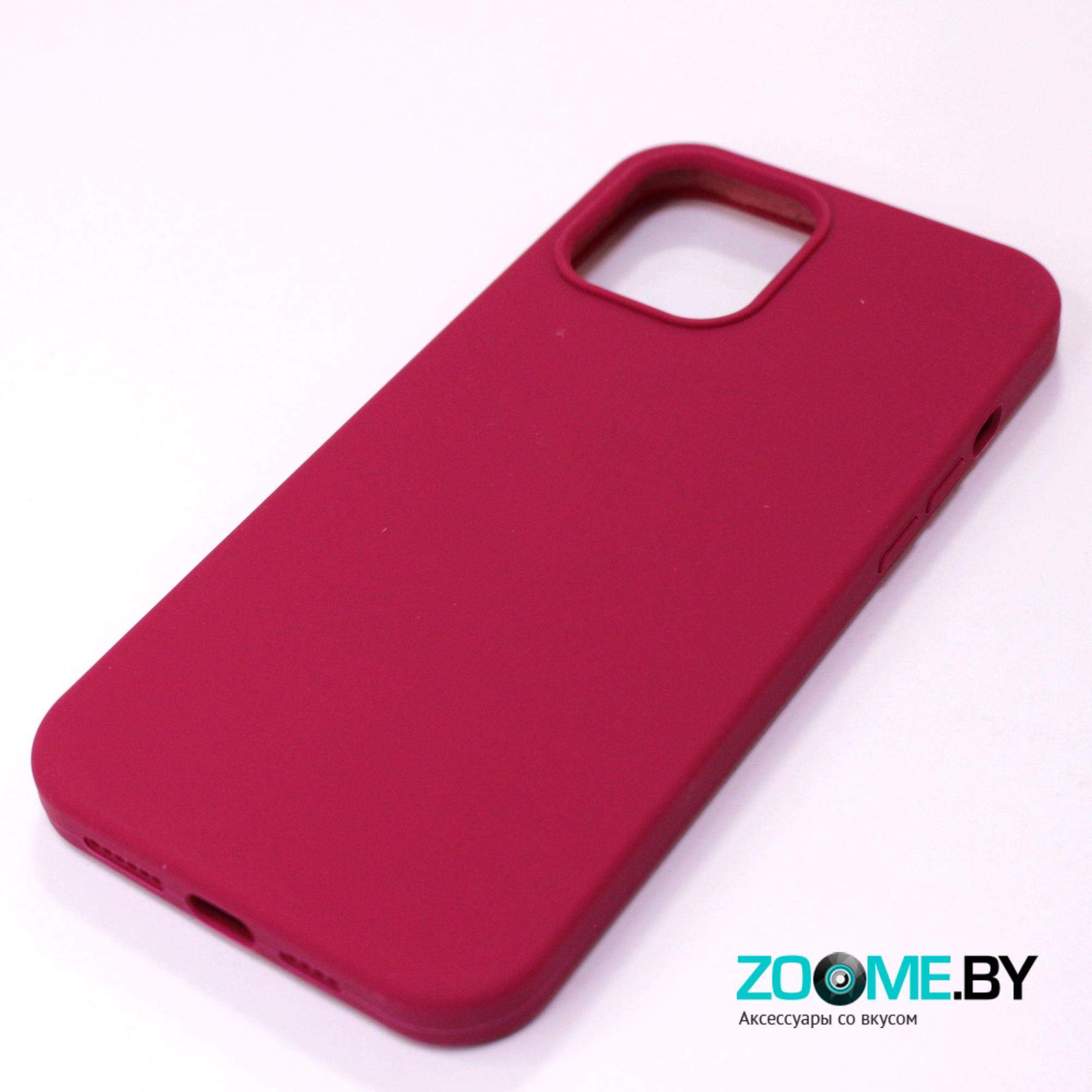 Чехол для Iphone 12 Pro Max Slilicone Case красно-розовый (Rose Red)
