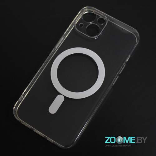 Чехол для iPhone 13 Pro силиконовый прозрачный MagSafe с защитой камеры