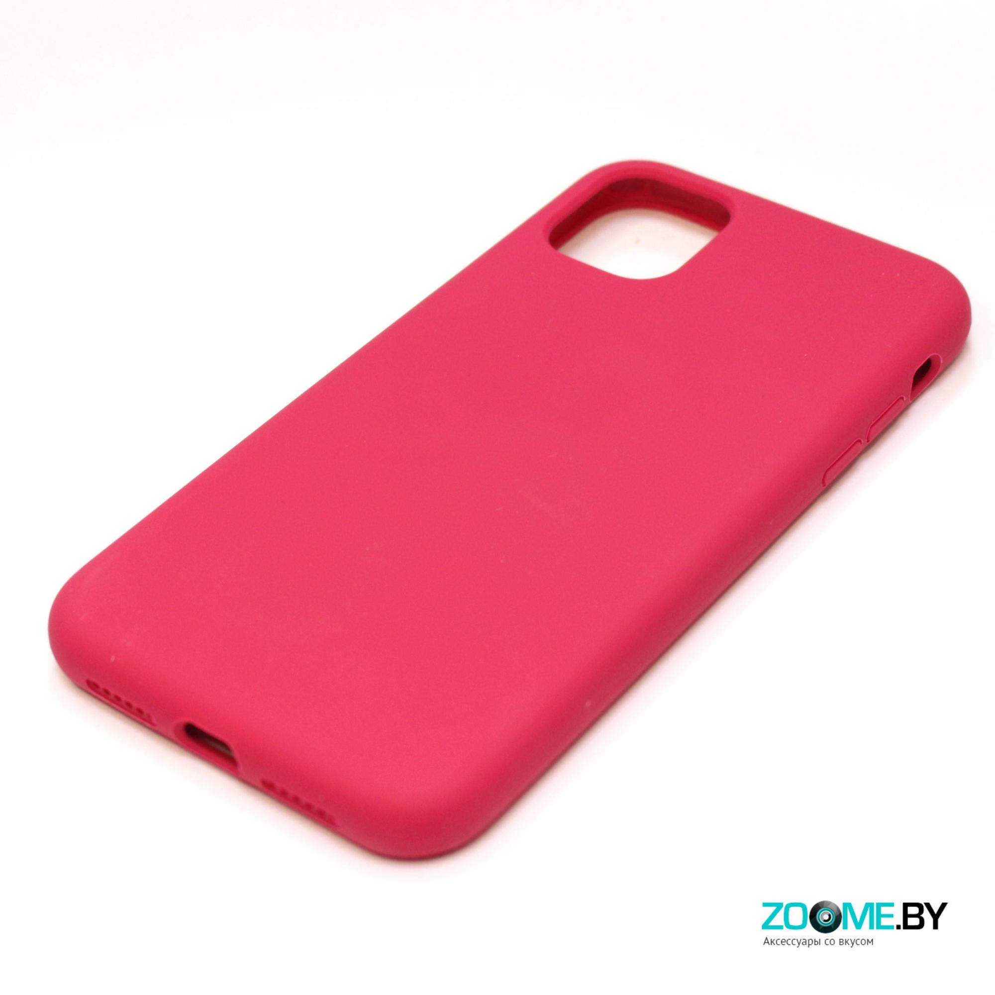 Чехол для Iphone 11 Slilicone Case красно-розовый (Rose Red)