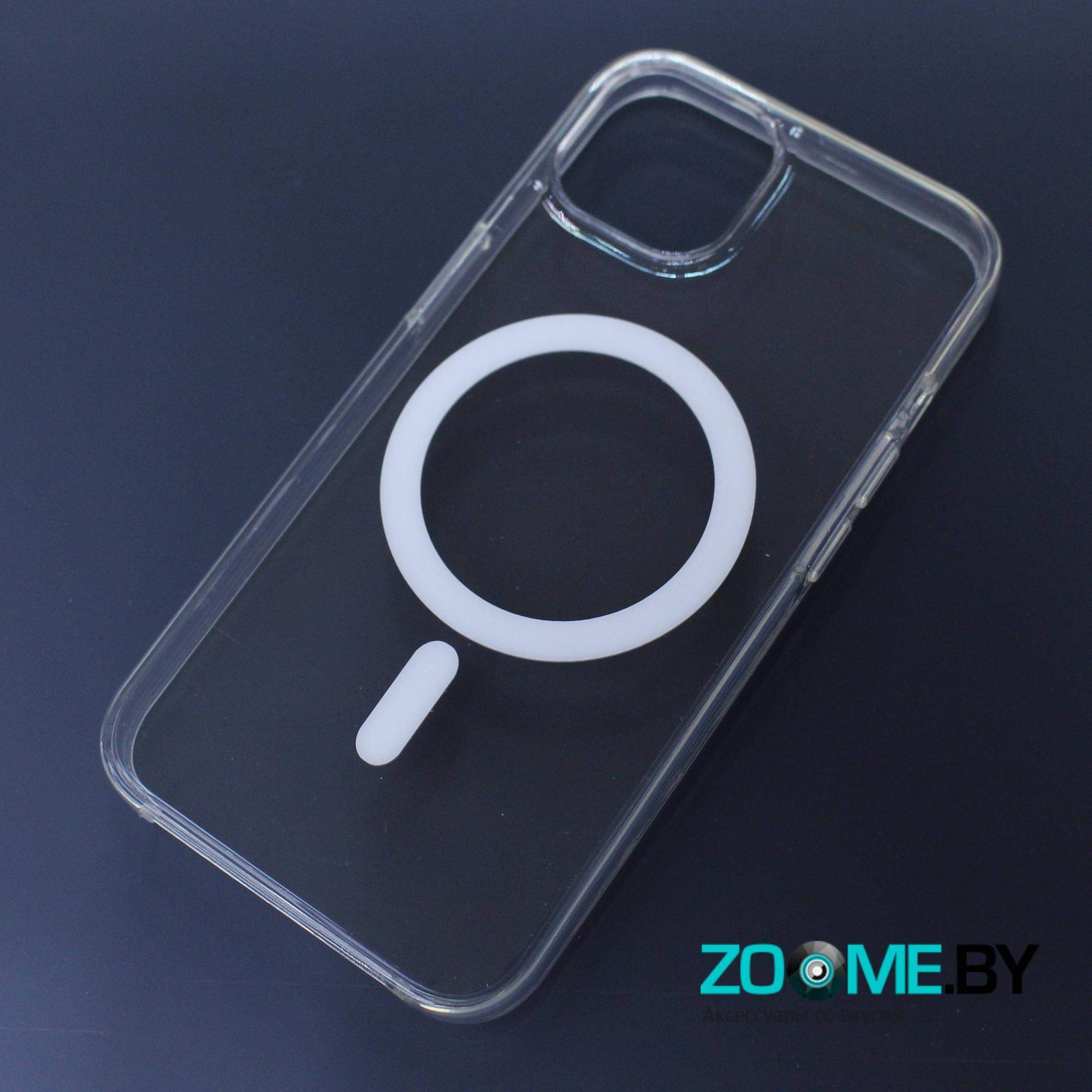 Чехол для iPhone 13 Pro силиконовый прозрачный MagSafe