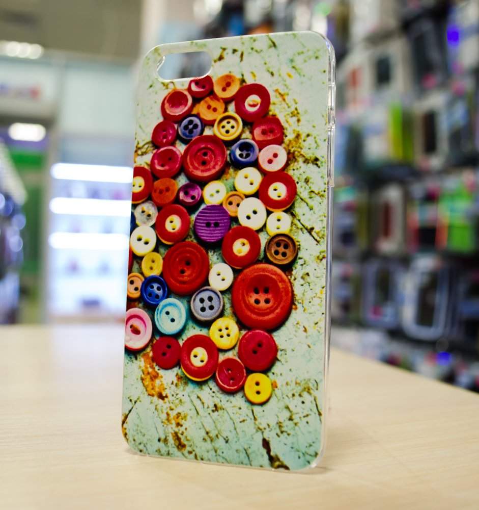 Чехол для iPhone 5/5s пластик Lux Case пуговицы (пленка в комплекте)