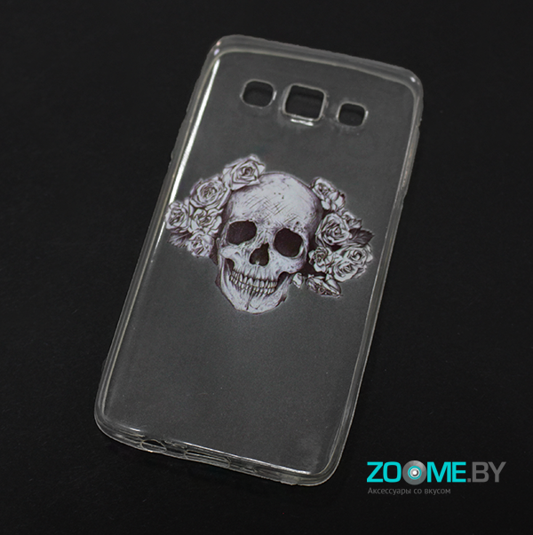 Чехол для Samsung Galaxy A3 прозрачный Череп