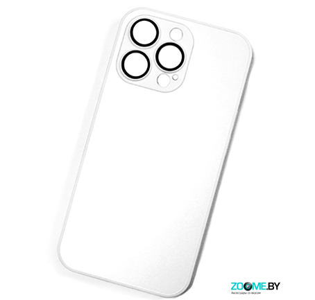 Стеклянный чехол для iPhone 13 Pro с защитой камеры серебристый