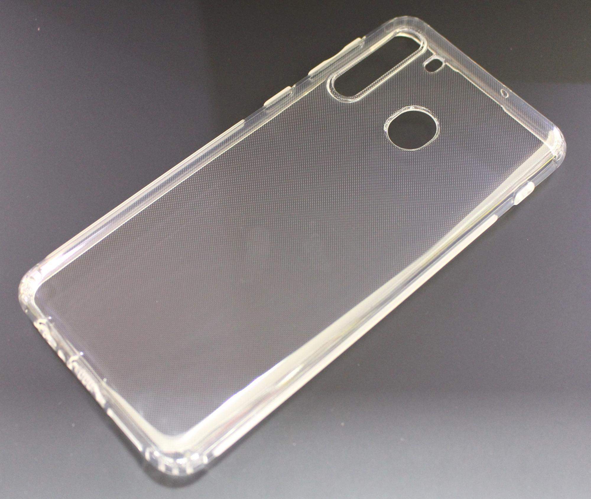 Чехол для Samsung Galaxy A21 силиконовый прозрачный с защитой для камеры