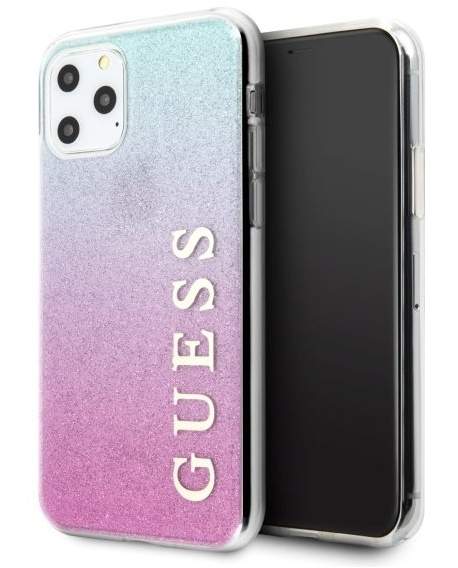 Чехол для iPhone 11 Pro Guess Glitter logo hard PC/TPU gradient Pink/Blue (GUHCN58PCUGLPBL)