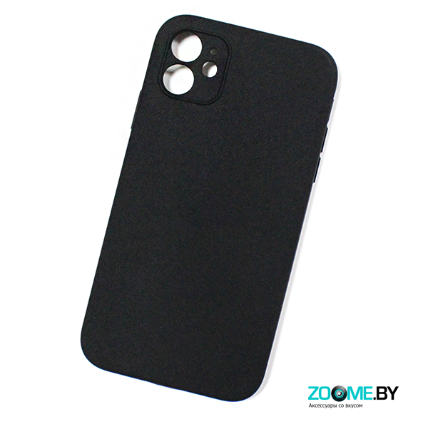 Чехол для iPhone 11 Silicone case (квадратные грани) черный