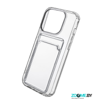 Чехол для iPhone 14 Pro с отсеком для карты силиконовый прозрачный